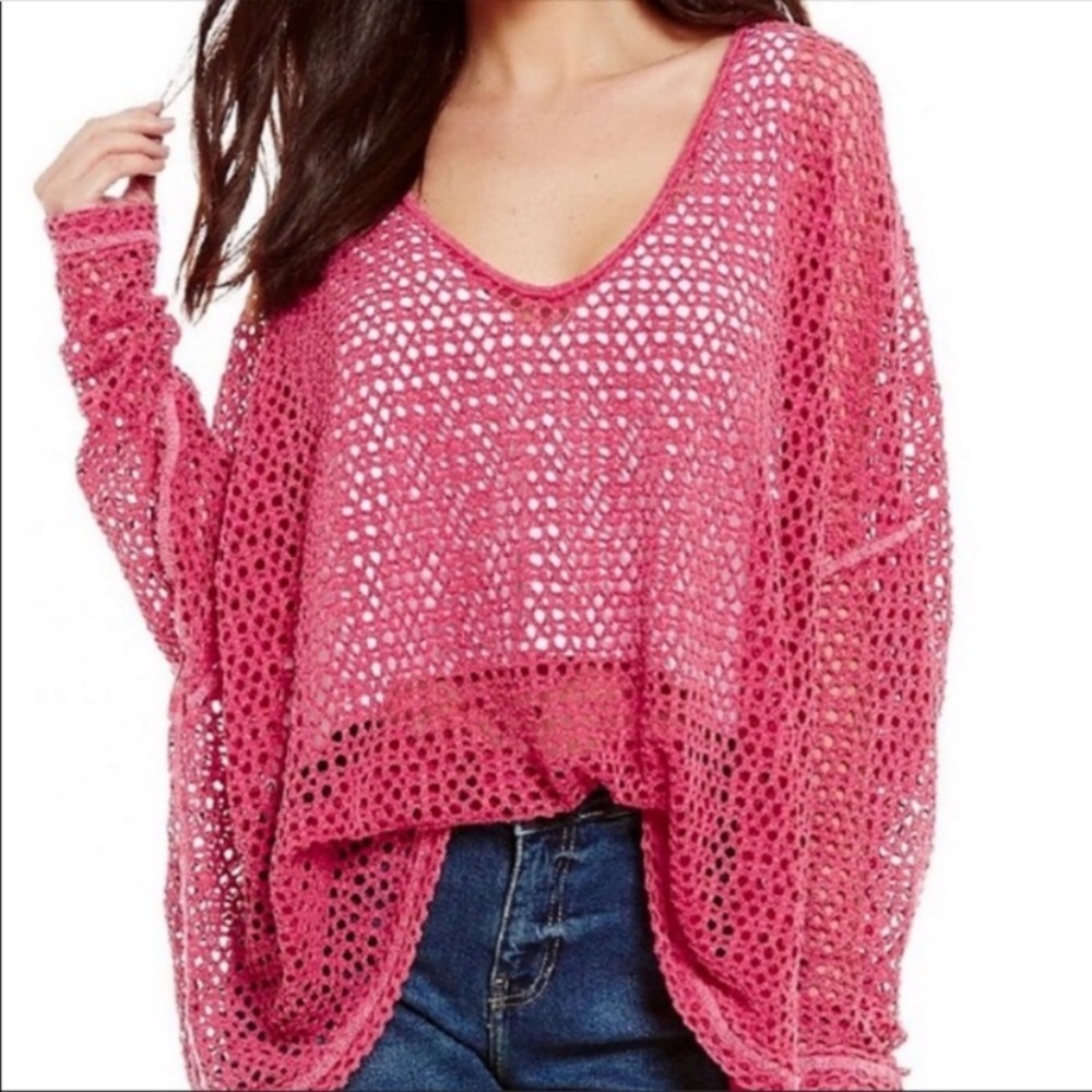 We The Free Napa Tee In Pink Free People Knit Sweater Oversized Drop Shoulder